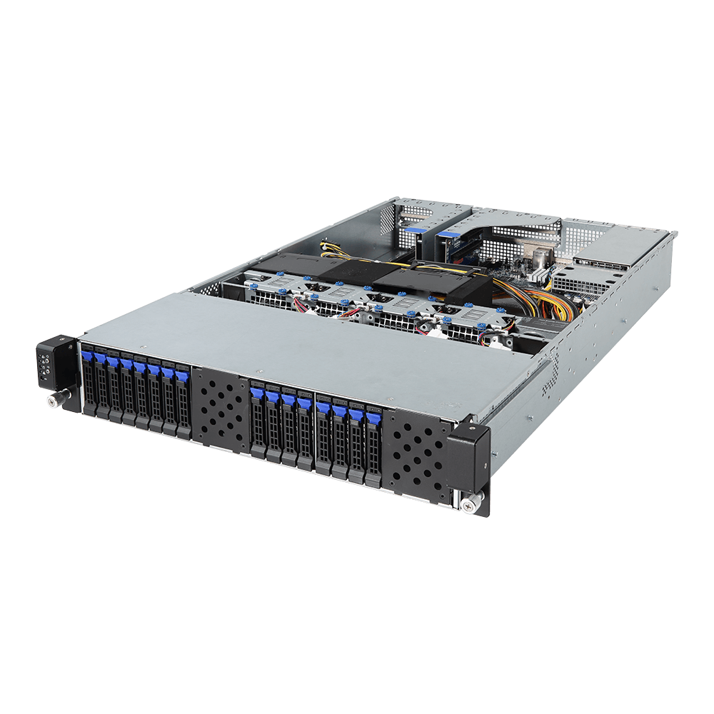 Gigabyte G221-Z30 (rev. 100) - Server - Rack-Montage - 2U - 1-Weg - keine CPU - RAM 0 GB - SATA - Hot-Swap 6.4 cm (2.5") Schacht/Schächte - keine HDD - AST2500 - 10 GigE - kein Betriebssystem - Monitor: keiner