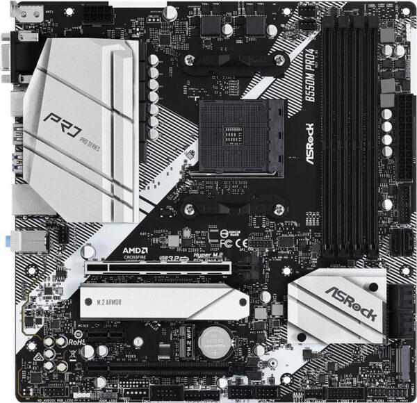ASRock B550M Pro4 - Motherboard - micro ATX - Socket AM4 - AMD B550 Chipsatz - USB-C Gen2, USB 3,2 Gen 1, USB 3,2 Gen 2 - Gigabit LAN - Onboard-Grafik (CPU erforderlich) - HD Audio (8-Kanal) (90-MXBDK0-A0UAYZ)