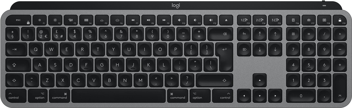 Logitech MX Keys für Mac - Tastatur - hinterleuchtet - Bluetooth, 2,4 GHz - QWERTZ - Deutsch - Space-grau (920-009553)