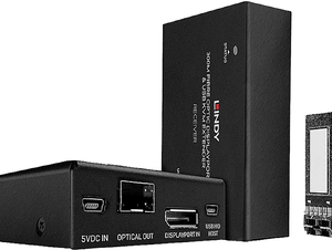 LINDY 300m Fibre Optic DisplayPort 1.2 & USB KVM Extender - Sender und Empfänger - KVM-/Audio-/USB-Extender - DisplayPort - USB - bis zu 300 m - 850 nm