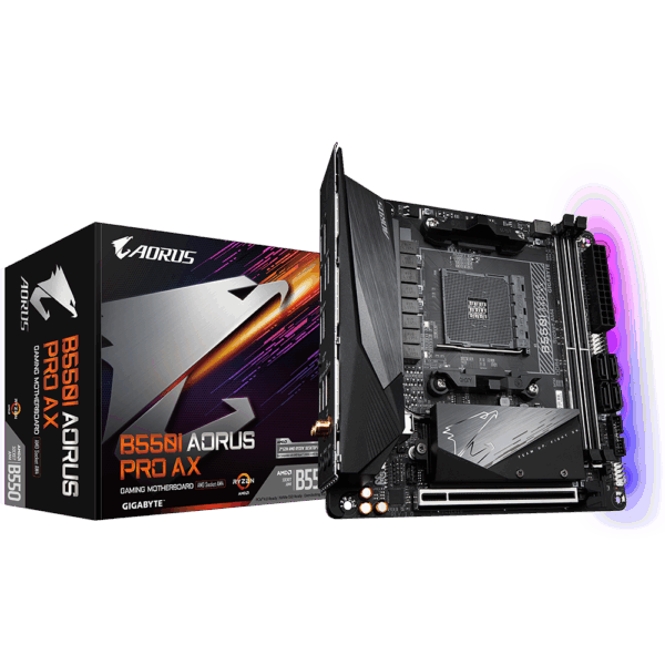 Gigabyte B550I AORUS PRO AX - 1.0 - Motherboard - Mini-ITX - Socket AM4 - AMD B550 Chipsatz - USB-C Gen2, USB 3.2 Gen 1, USB 3.2 Gen 2 - 2.5 Gigabit LAN, Bluetooth, Wi-Fi - Onboard-Grafik (CPU erforderlich) - HD Audio (8-Kanal)