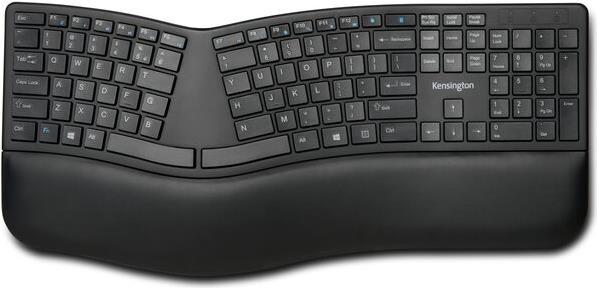 Kensington Pro Fit Ergo Wireless Keyboard - Tastatur - kabellos - 2.4 GHz, Bluetooth 4.0 - Deutsch - Schwarz