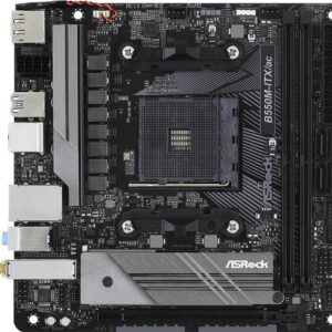 ASRock B550M-ITX/ac - Motherboard - Mini-ITX - Socket AM4 - AMD B550 Chipsatz - USB-C Gen1, USB 3,2 Gen 1 - Bluetooth, Gigabit LAN, Wi-Fi - Onboard-Grafik (CPU erforderlich) - HD Audio (8-Kanal) (90-MXBDH0-A0UAYZ)