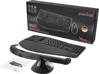 Perixx PERIDUO-605 - Tastatur-und-Maus-Set - mit Scroll-Rädchen - kabellos - 2,4 GHz - Schwarz (11612)