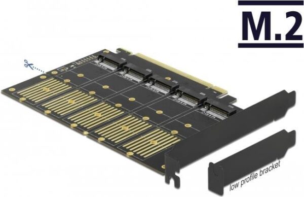 DeLOCK PCI Express x16 Card to 5 x internal M.2 Key B / SATA - Speicher-Controller - M.2 - M.2 Card Low-Profile - 6 Gbit/s - PCIe 3.0 x16 (90435)