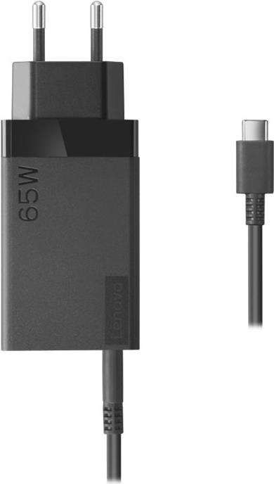 Lenovo 65W USB-C Travel Adapter - Netzteil - Wechselstrom 100-240 V - 65 Watt - Europa - Schwarz - für ThinkBook 14, 15, ThinkPad 11e Yoga (6th Gen), E14, E15, L13, P15v Gen 1, T15p Gen 1, X39X