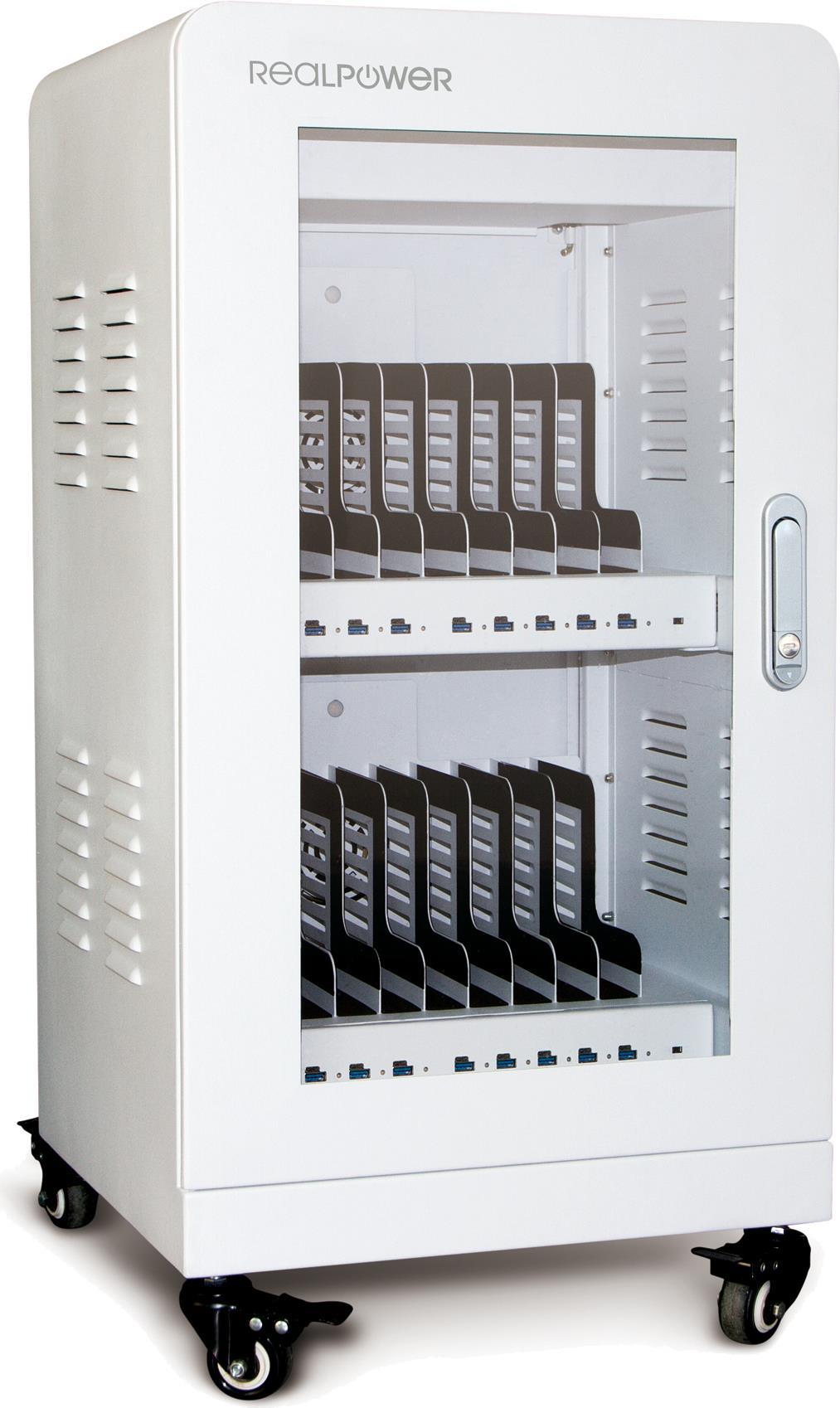 RealPower Power Station 20 - Wagen zur Verwaltung tragbarer Geräte - Weiß - Flur - USB - Überspannung - Überhitzung - Kurzschluß - Schlüssel (306952)