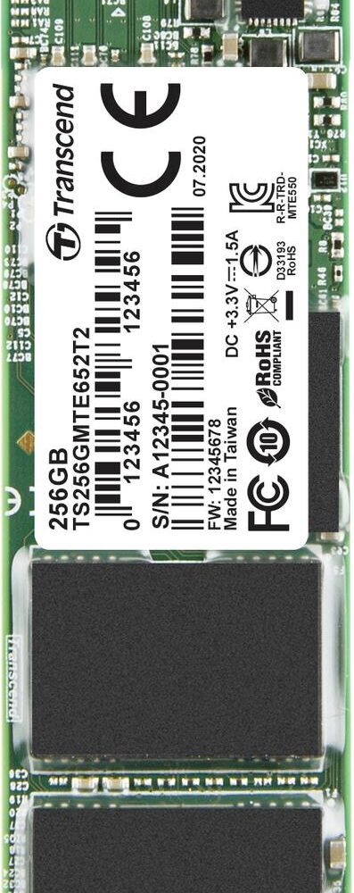 Transcend MTE652T2 - SSD - 256GB - intern - M.2 2280 - PCIe 3,1 x4 (NVMe) (TS256GMTE652T2)