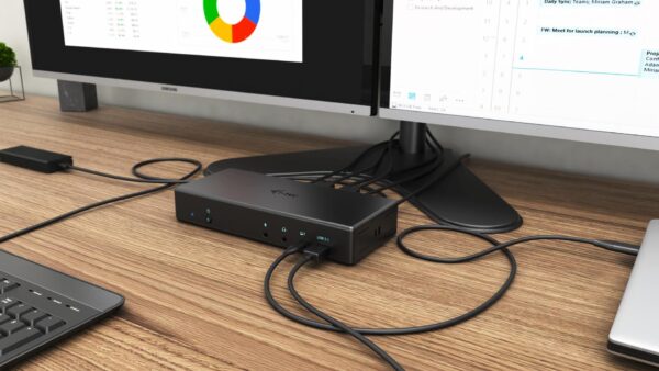 i-Tec USB-C Quattro Display Docking Station with Power Delivery - Dockingstation - USB-C / Thunderbolt 3 - 2 x HDMI, 2 x DP - GigE - mit i-Tec Universalladegerät 112 W (C31QUATTRODOCKPD)