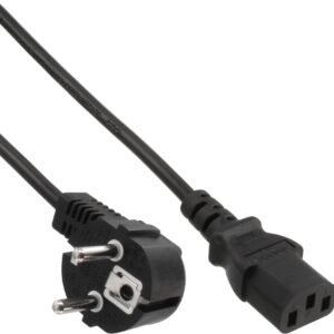 InLine - Stromkabel - power CEE 7/7 (S) gewinkelt zu power IEC 60320 C13 - 3,0m - Schwarz (Packung mit 25) (B-16649)