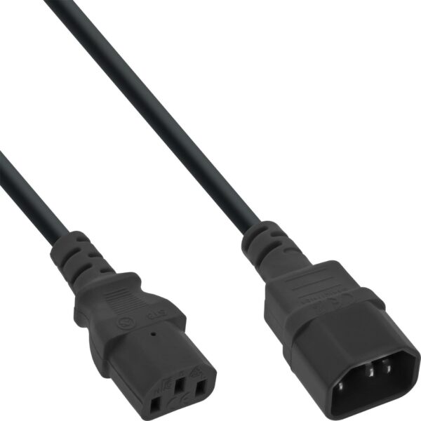 InLine - Spannungsversorgungs-Verlängerungskabel - power IEC 60320 C13 zu IEC 60320 C14 - 1,8m - Schwarz (Packung mit 35) (B-16632)