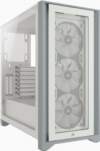CORSAIR iCUE 4000X RGB - Tower - ATX - ohne Netzteil (ATX) - weiß - USB/Audio (CC-9011205-WW)