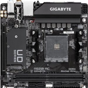 Gigabyte A520I AC - 1,0 - Motherboard - Mini-ITX - Socket AM4 - AMD A520 Chipsatz - USB 3,2 Gen 1 - Gigabit LAN, Wi-Fi, Bluetooth - Onboard-Grafik (CPU erforderlich) - HD Audio (8-Kanal) (A520I AC)