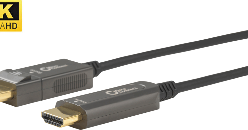 MicroConnect Premium - Adapterkabel - DisplayPort männlich zu HDMI männlich - 30,0m - Hybrid Kupfer/Kohlefaser - Schwarz - unterstützt 4K 60 Hz (4096 x 2160) (DP-HDMI-1500V1.4OP)