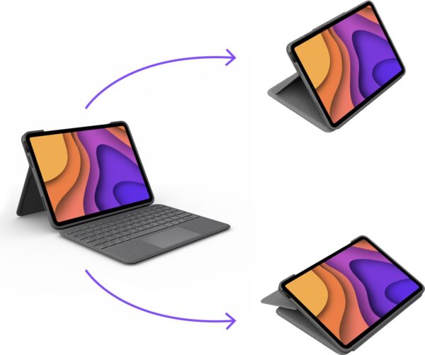 Logitech Folio Touch - Tastatur und Foliohülle - mit Trackpad - hinterleuchtet - Apple Smart connector - AZERTY - Französisch - Oxford Gray - für Apple 10.9"  iPad Air (4. Generation)