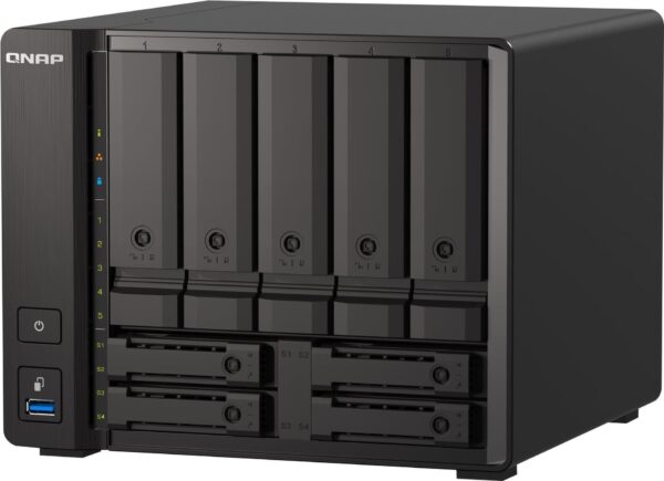 QNAP TS-H973AX-32G - NAS-Server - 9 Schächte - SATA 6Gb/s - RAID 0, 1, 5, 6, 10, 50, JBOD, 60, RAID TP - RAM 32 GB - 2.5 Gigabit Ethernet / 10 Gigabit Ethernet - iSCSI