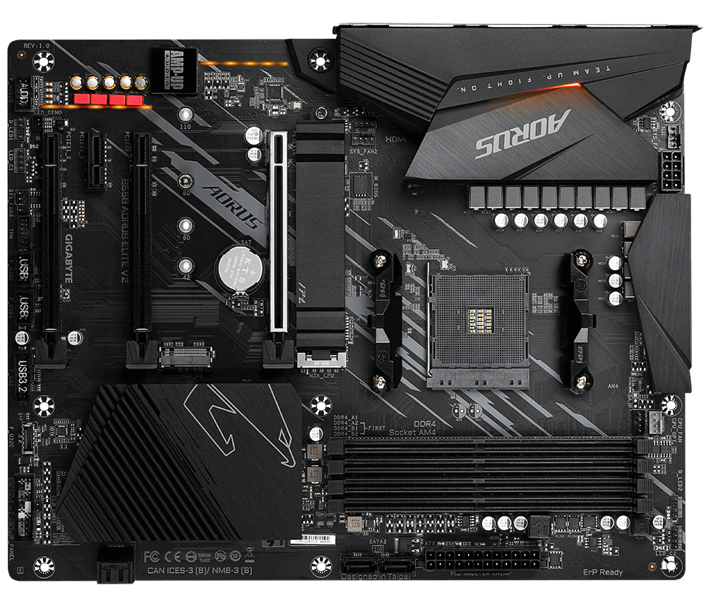 Gigabyte B550 AORUS Elite V2 - 1,0 - Motherboard - ATX - Socket AM4 - AMD B550 Chipsatz - USB 3,2 Gen 1, USB 3,2 Gen 2, USB-C Gen1 - 2,5 Gigabit LAN - Onboard-Grafik (CPU erforderlich) - HD Audio (8-Kanal) (B550 AORUS ELITE V2)