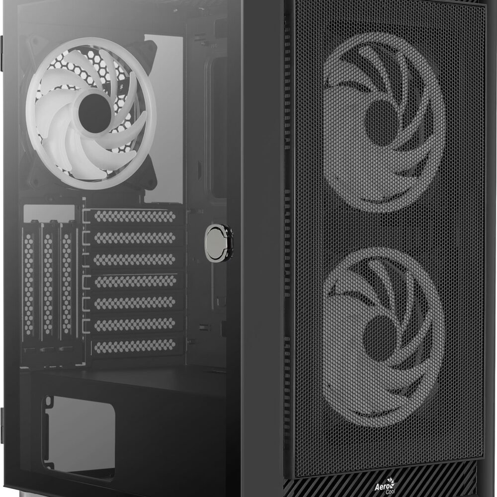 AeroCool Graphite-G-BK-v3 - MDT - ATX - Seitenteil mit Fenster (gehärtetes Glas) - keine Spannungsversorgung (ATX) - Schwarz - USB/Audio (ACCM-PB24133.11)