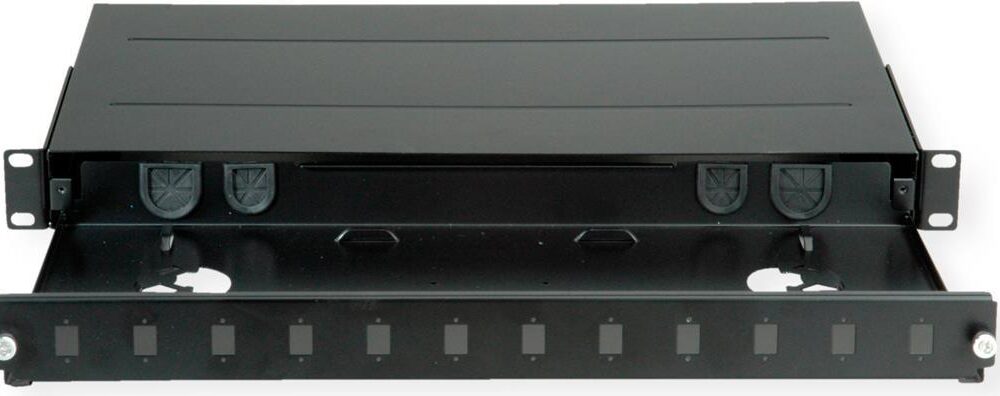 ROLINE 48,30cm (19")-LWL-Gehäuse leer, 1 HE, 12x SC-Simplex oder LC-Duplex, schwarz (21.17.0350)