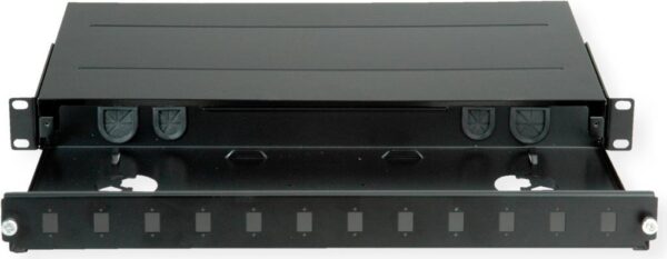ROLINE 48,30cm (19")-LWL-Gehäuse leer, 1 HE, 12x SC-Simplex oder LC-Duplex, schwarz (21.17.0350)