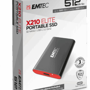 Emtec X210 - SSD - 512 GB - extern (tragbar) - USB 3.2 Gen 2 (USB-C Steckverbinder) (ECSSD512GX210)
