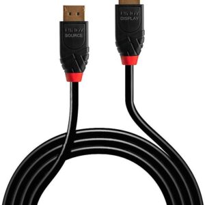 Lindy - DisplayPort-Kabel - DisplayPort (M) bis DisplayPort (M) - DisplayPort 1,4 - 7,5m - rund, aktiv, unterstützt 8K 60 Hz (7680 x 4320), unterstützt 4K 144 Hz (4096 x 2160) - Schwarz (41168)