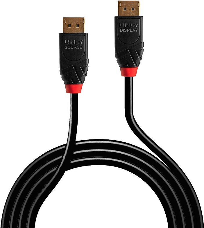 Lindy - DisplayPort-Kabel - DisplayPort (M) bis DisplayPort (M) - DisplayPort 1,4 - 7,5m - rund, aktiv, unterstützt 8K 60 Hz (7680 x 4320), unterstützt 4K 144 Hz (4096 x 2160) - Schwarz (41168)