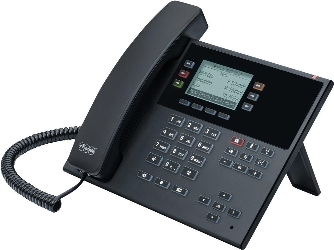 Auerswald COMfortel D-110 - VoIP-Telefon mit Rufnummernanzeige - dreiweg Anruffunktion - SIP, RTCP, RTP, SRTP, SIPS - Schwarz (90277)
