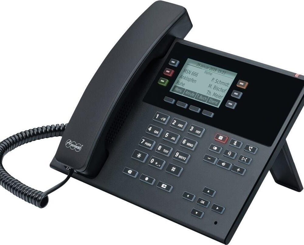 Auerswald COMfortel D-210 - VoIP-Telefon mit Rufnummernanzeige - dreiweg Anruffunktion - SIP, RTCP, RTP, SRTP, SIPS - Schwarz (90278)