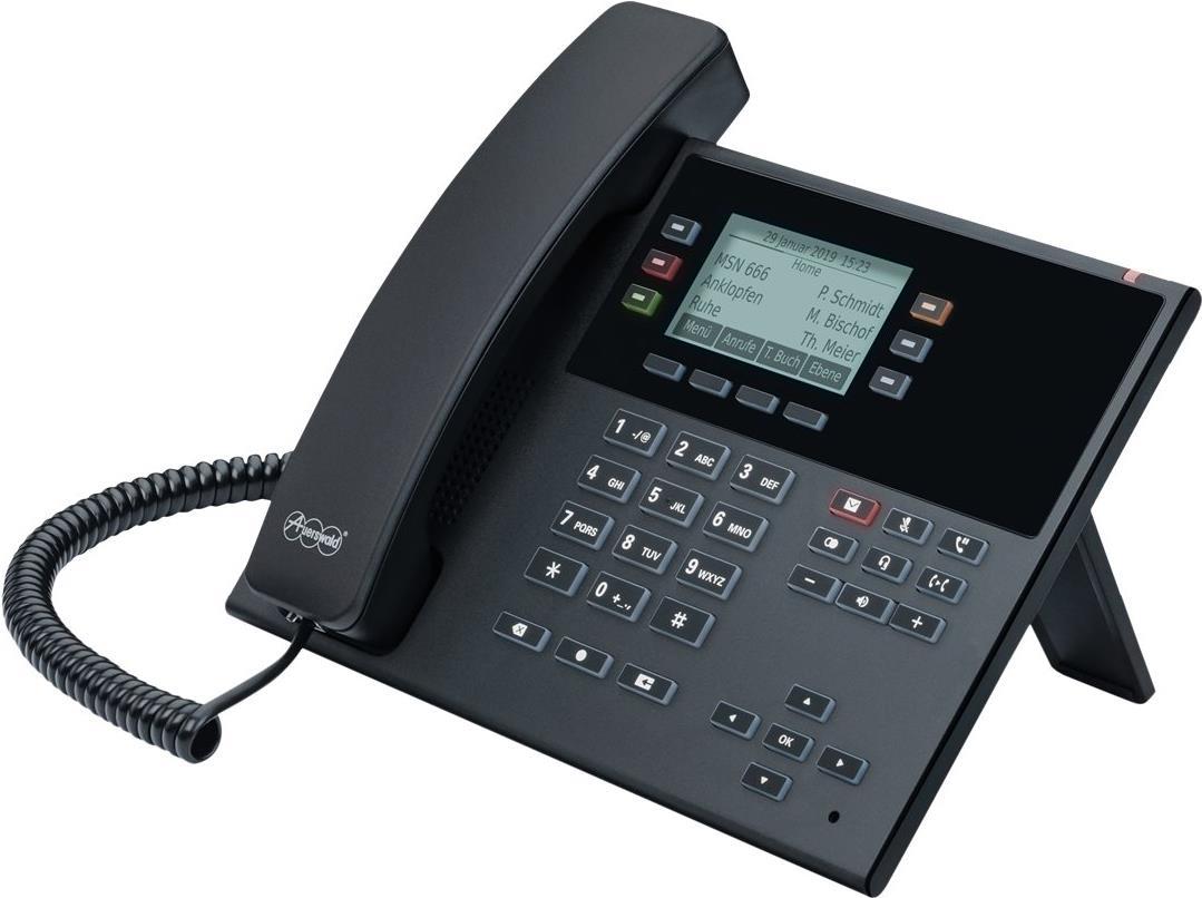 Auerswald COMfortel D-210 - VoIP-Telefon mit Rufnummernanzeige - dreiweg Anruffunktion - SIP, RTCP, RTP, SRTP, SIPS - Schwarz (90278)
