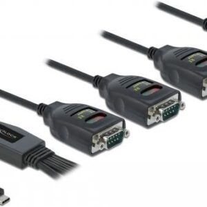 Delock - Kabel USB / seriell - USB-C (M) bis DB-9 (M) 90 mA - 38/48/60/72 cm - Distanzschrauben, aktiv, bi-direktional - Schwarz (90495)