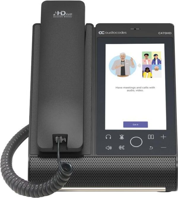 AudioCodes C470HD - VoIP-Telefon - mit Bluetooth-Schnittstelle mit Rufnummernanzeige - RTCP, RTP, SRTP (TEAMS-C470HDPS-DBW)