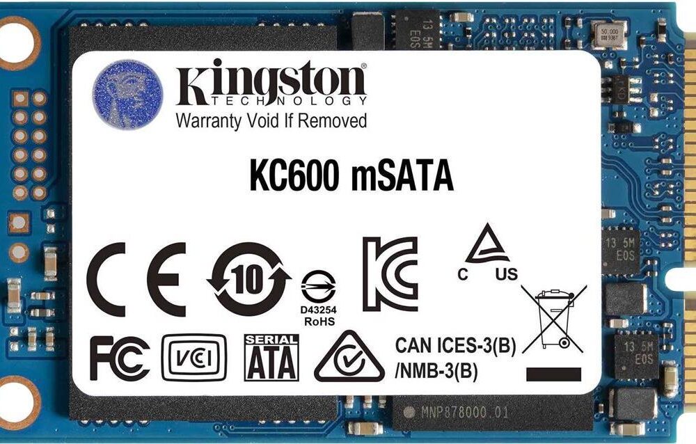 Kingston KC600 - SSD - verschlüsselt - 1024GB - intern - mSATA - SATA 6Gb/s - 256-Bit-AES - Self-Encrypting Drive (SED), TCG Opal Encryption (SKC600MS/1024G)