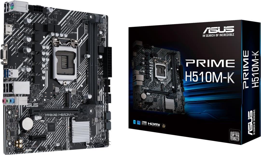 ASUS PRIME H510M-K - Motherboard - micro ATX - LGA1200-Sockel - H510 Chipsatz - USB 3.2 Gen 1 - Gigabit LAN - Onboard-Grafik (CPU erforderlich) - HD Audio (8-Kanal)