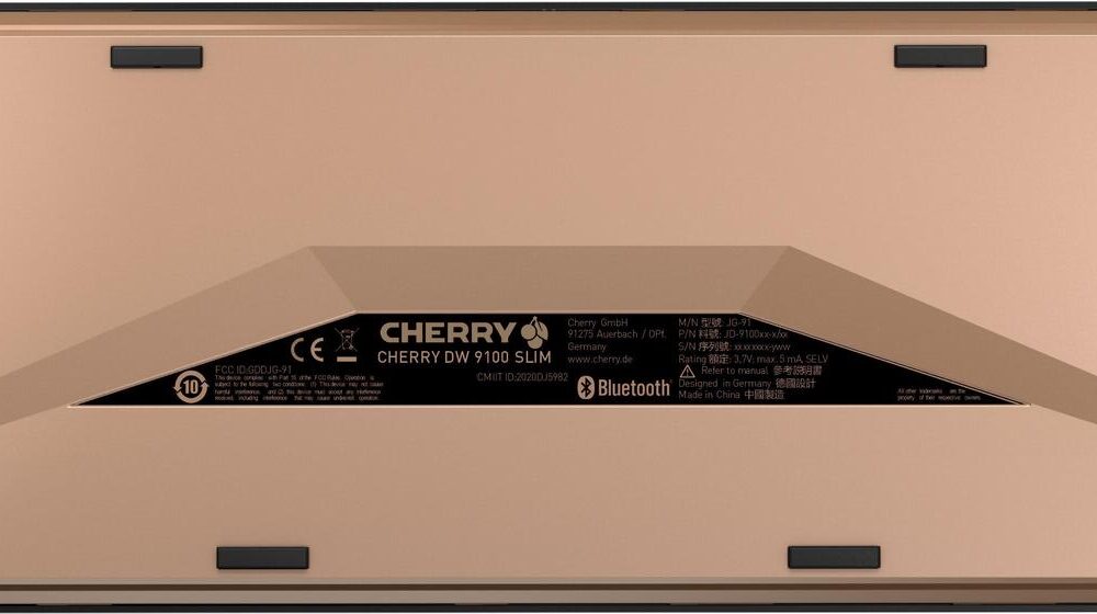 CHERRY DW 9100 SLIM - Tastatur-und-Maus-Set - kabellos - 2,4 GHz, Bluetooth 4,2 - Französisch - schwarz/bronze (JD-9100FR-2)