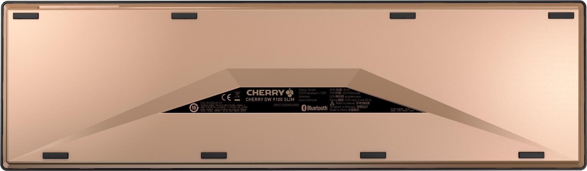 CHERRY DW 9100 SLIM - Tastatur-und-Maus-Set - kabellos - 2,4 GHz, Bluetooth 4,2 - Französisch - schwarz/bronze (JD-9100FR-2)
