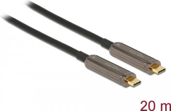 Delock - USB-Kabel - USB-C (M) zu USB-C (M) - USB 3.2 Gen 1 / DisplayPort 1.2 - 20 m - Active Optical Cable (AOC), unterstützt 4K 60 Hz (3840 x 2160) - Schwarz