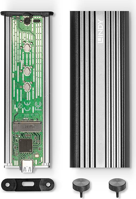 Lindy - Speichergehäuse - M.2 - M.2 NVMe Card - USB 3.2 (Gen 2x2) - Silber