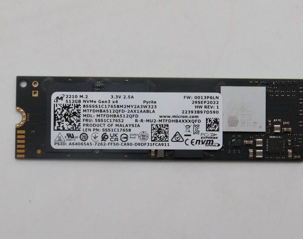Lenovo Micron 2210 512GB M.2 PCIe 2280 MTFDHBA512QFD-2AX1AAB (5SS1C17652)