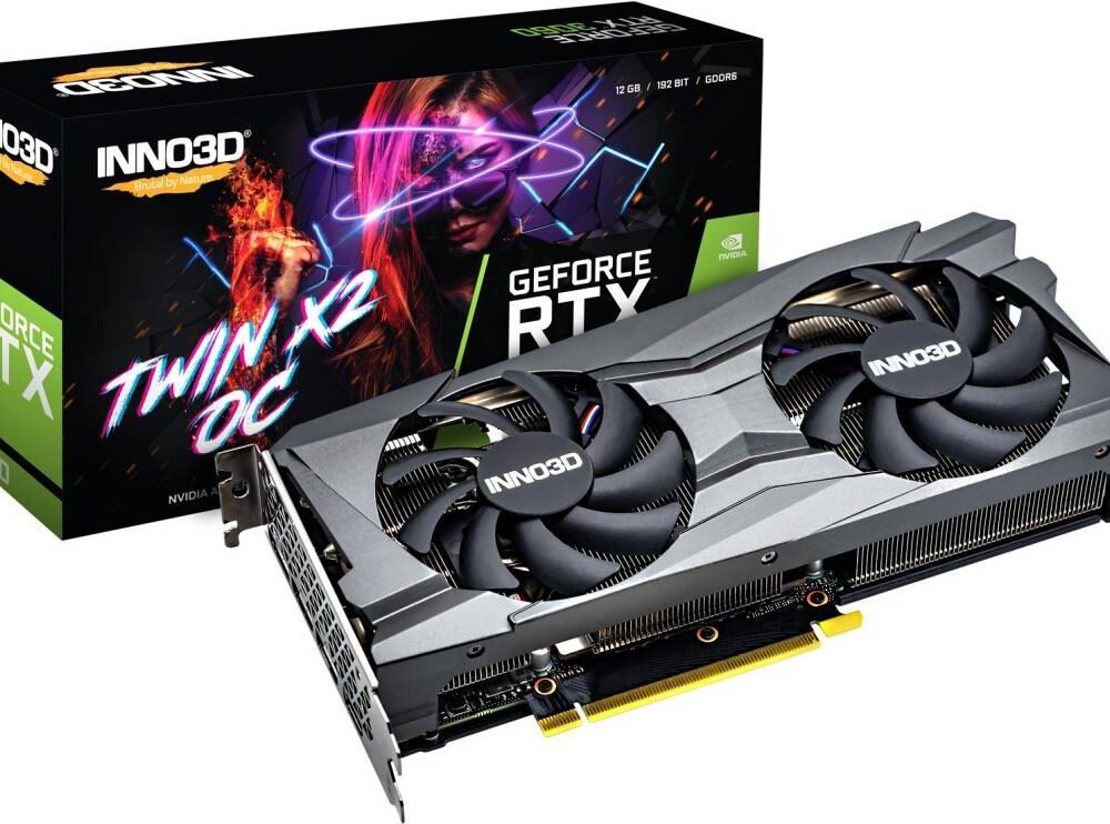InnoVISION Inno3D GeForce RTX 3060 TWIN X2 OC - Grafikkarten - GF RTX 3060 - 12GB GDDR6 - PCIe 4,0 x16 - 3 x DisplayPort, HDMI (N30602-12D6X-11902120H)