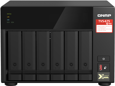 QNAP TVS-675 - NAS-Server - 6 Schächte - SATA 6Gb/s - RAID 5, 6, 10 - RAM 8 GB - Gigabit Ethernet / 2.5 Gigabit Ethernet - iSCSI
