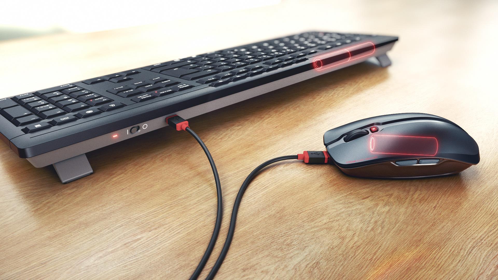 CHERRY STREAM DESKTOP RECHARGE - Tastatur-und-Maus-Set - kabellos - 2,4 GHz - Französisch - Tastenschalter: CHERRY SX - Schwarz (JD-8560FR-2)