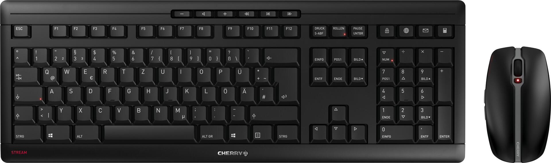 CHERRY STREAM DESKTOP RECHARGE - Tastatur-und-Maus-Set - kabellos - 2.4 GHz - Tschechisch/Slowakish - Tastenschalter: CHERRY SX - Schwarz
