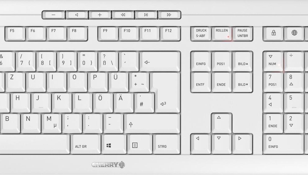 CHERRY STREAM DESKTOP RECHARGE - Tastatur-und-Maus-Set - kabellos - 2.4 GHz - QWERTY - US mit Euro-Symbol - Tastenschalter: CHERRY SX - Pale Gray