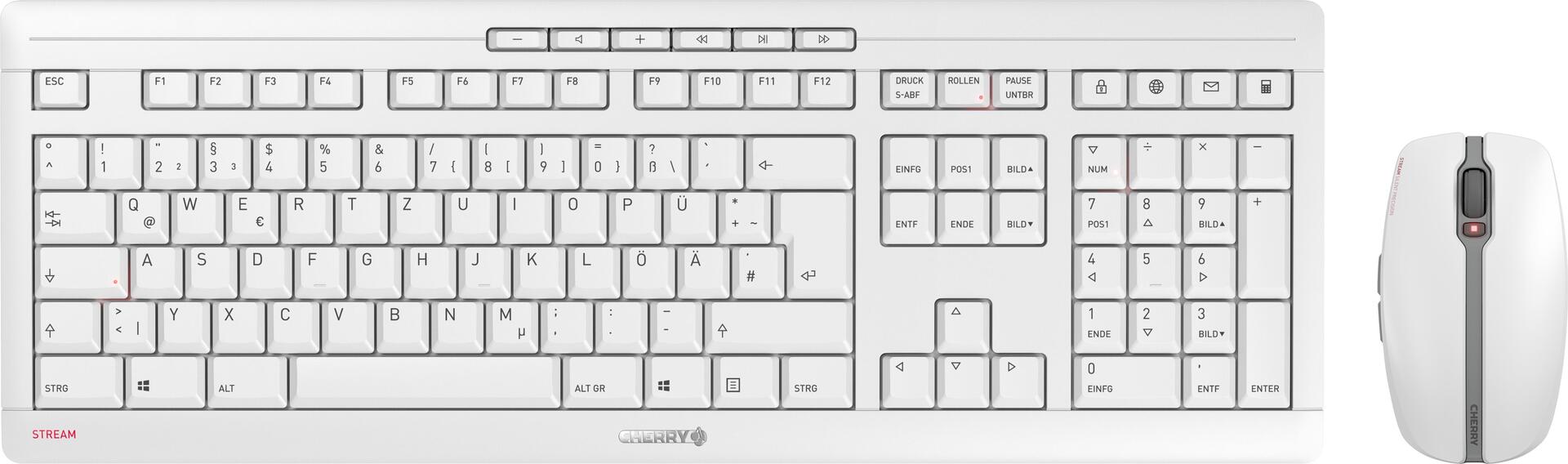 CHERRY STREAM DESKTOP RECHARGE - Tastatur-und-Maus-Set - kabellos - 2.4 GHz - QWERTY - GB - Tastenschalter: CHERRY SX - Pale Gray
