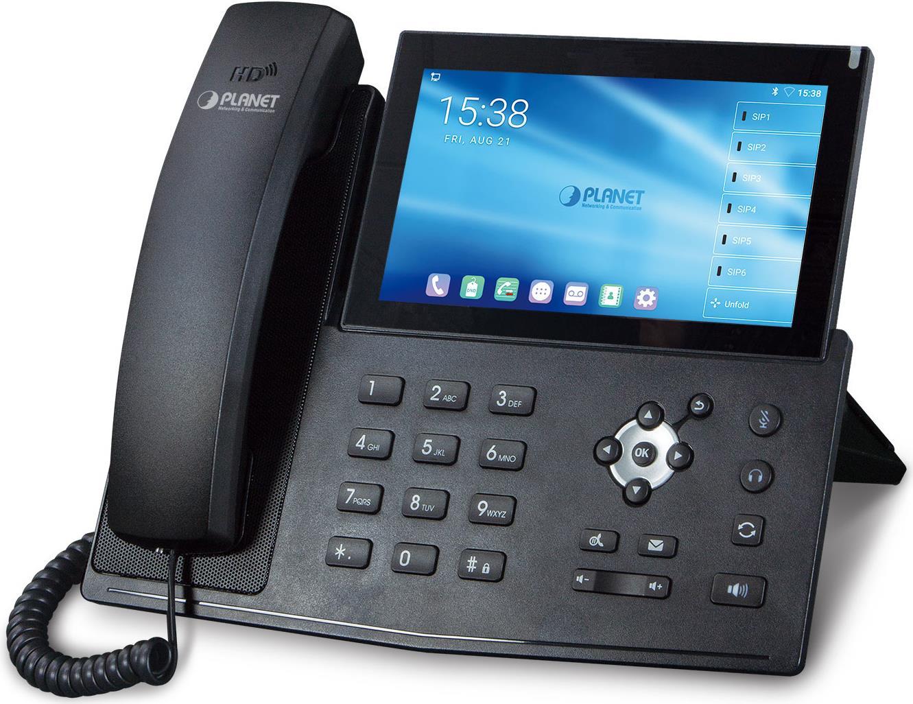 PLANET High Definition Touch Color - IP-Konferenztelefon - Tasten - Berührung - Schwarz - G.711a,G.711u,G.722,G.729ab,OPUS,iLBC - Gigabit Ethernet - Mikro-USB (ICF-1900)