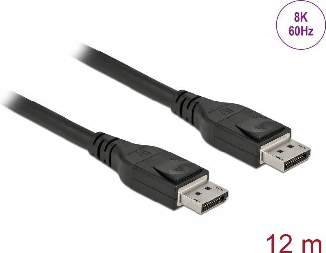 Delock - DisplayPort-Kabel - DisplayPort (M) zu DisplayPort (M) - DisplayPort 1,4 - 12,0m - aktiv, unterstützt 8K 60 Hz (7680 x 4320), unterstützt 5K 120 Hz (5120 x 2880), unterstützt 4K 240 Hz (3840 x 2160) - Schwarz (85503)