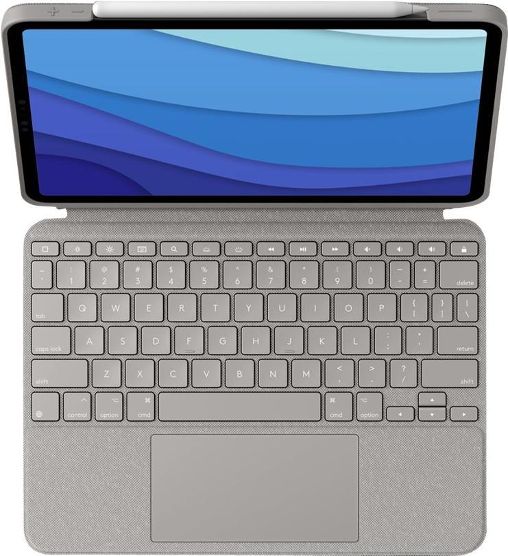Logitech Combo Touch - Tastatur und Foliohülle - mit Trackpad - hintergrundbeleuchtet - Apple Smart connector - QWERTZ - Deutsch - Sand - für Apple 27,90cm (11")  iPad Pro (1. Generation, 2. Generation, 3. Generation) (920-010166)