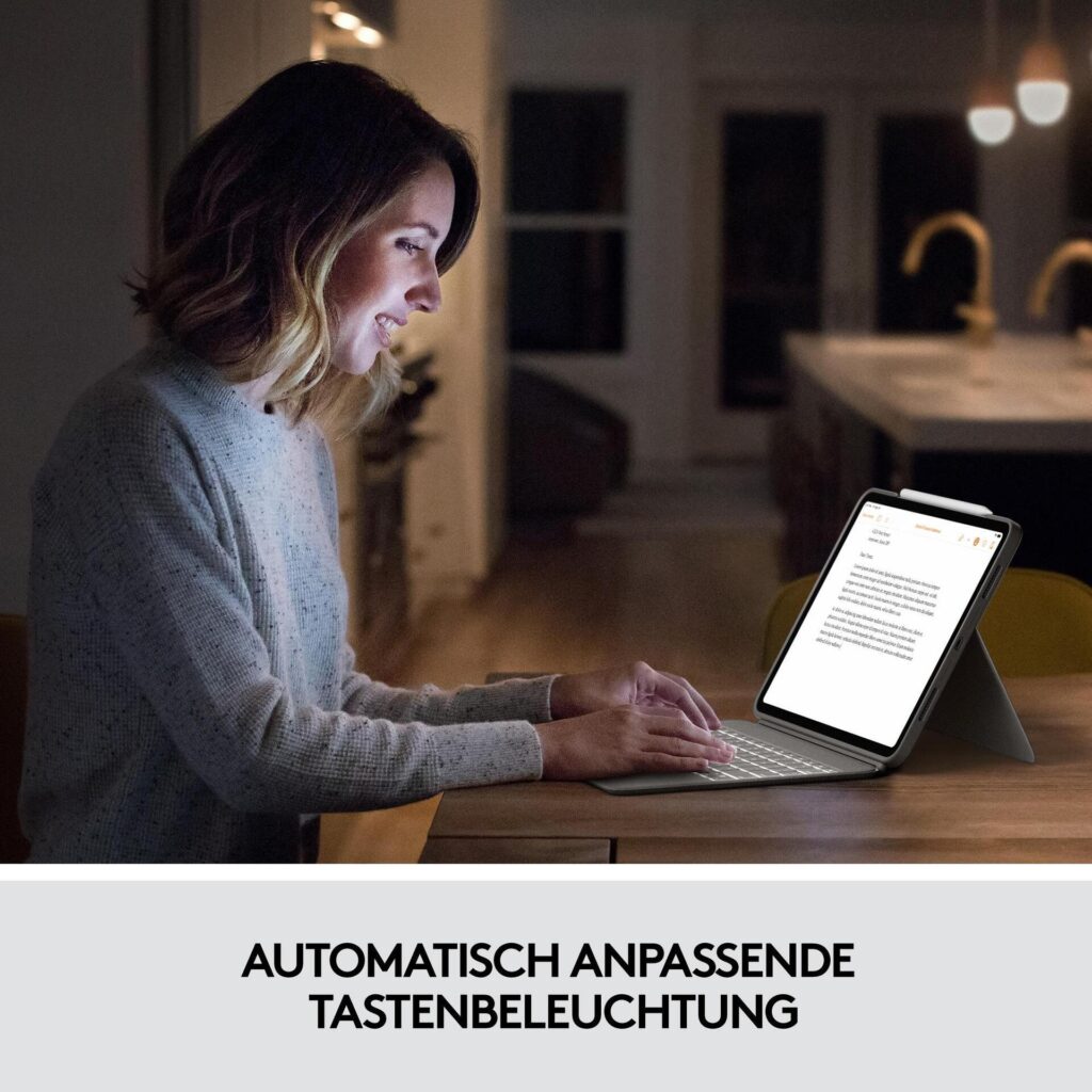 Logitech Combo Touch - Tastatur und Foliohülle - mit Trackpad - hintergrundbeleuchtet - Apple Smart connector - QWERTY - GB - Sand - für Apple 12.9"  iPad Pro (5. Generation)