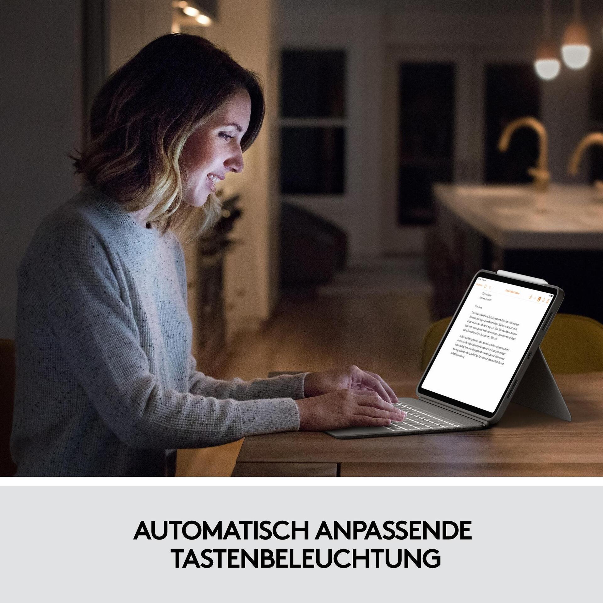 Logitech Combo Touch - Tastatur und Foliohülle - mit Trackpad - hintergrundbeleuchtet - Apple Smart connector - QWERTY - GB - Sand - für Apple 12.9"  iPad Pro (5. Generation)